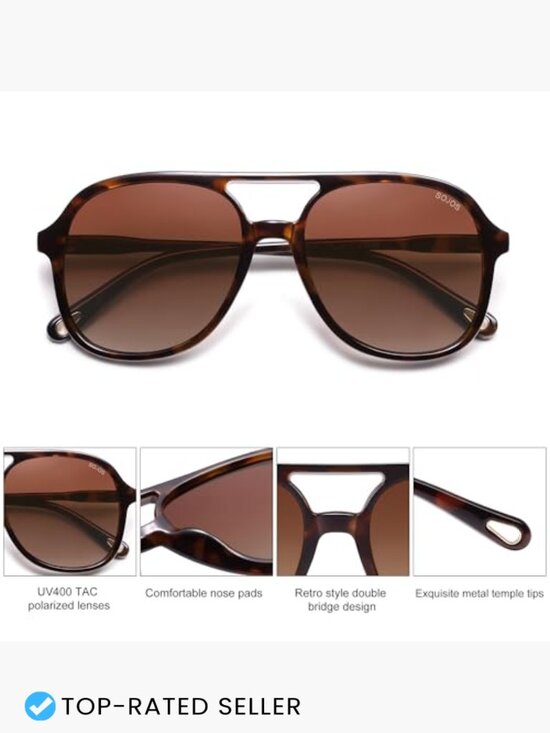 Retro Polarized Aviator Sunglasses Square Frame UV Protection Classic Vintage main image 4